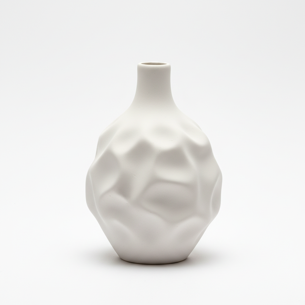 Weiße Keramikvase – Freisteller quadratisch, minimalistisches Design