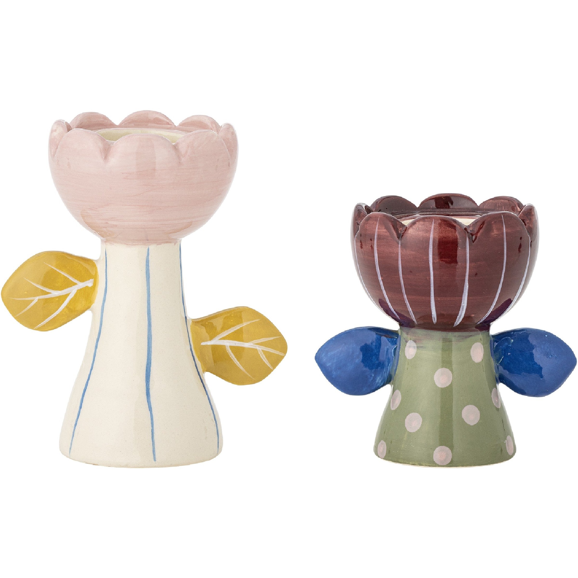Bloomingville Florita Kerzen-/Teelichthalter 2er Set aus Steingut