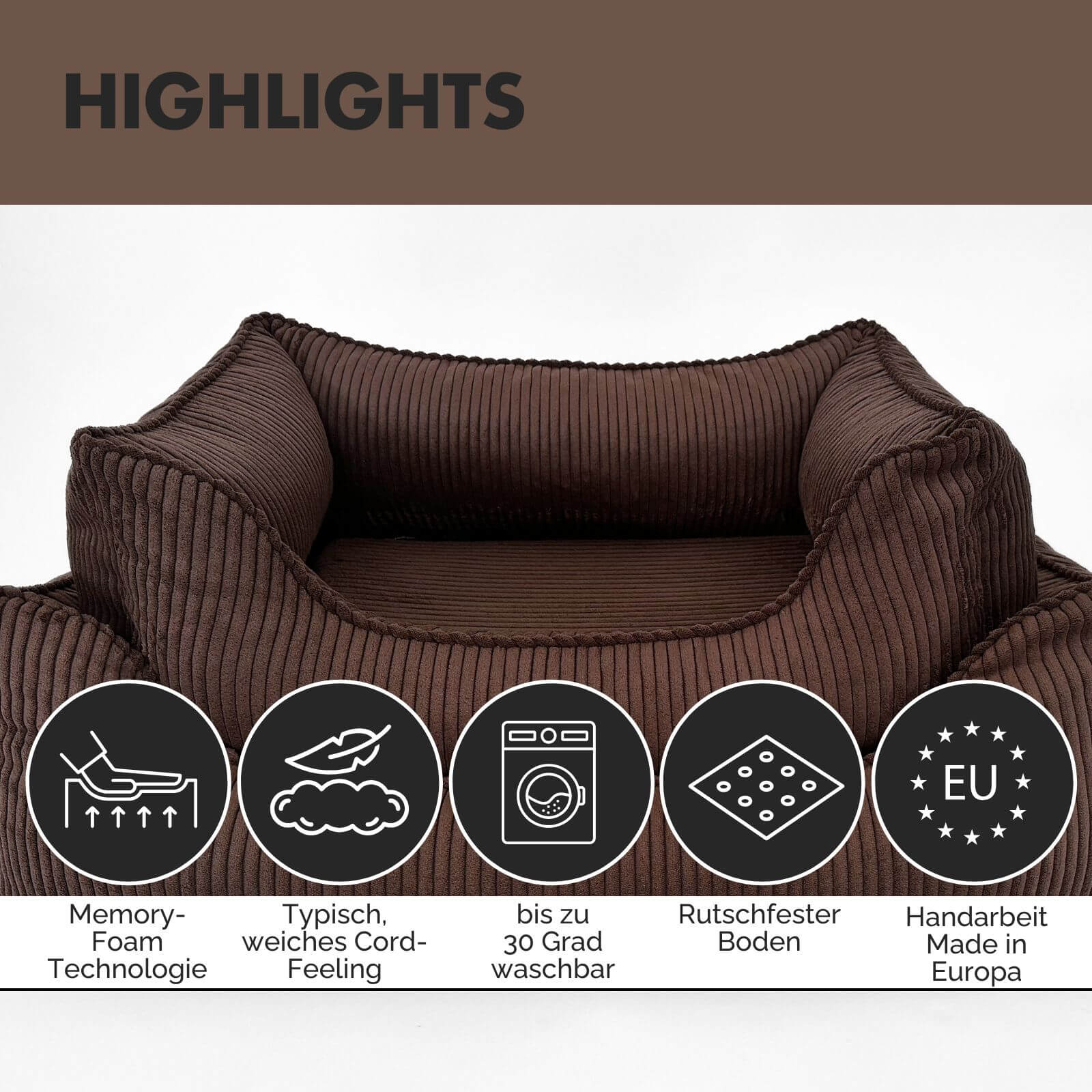 Hundebett ANTON Cord Braun