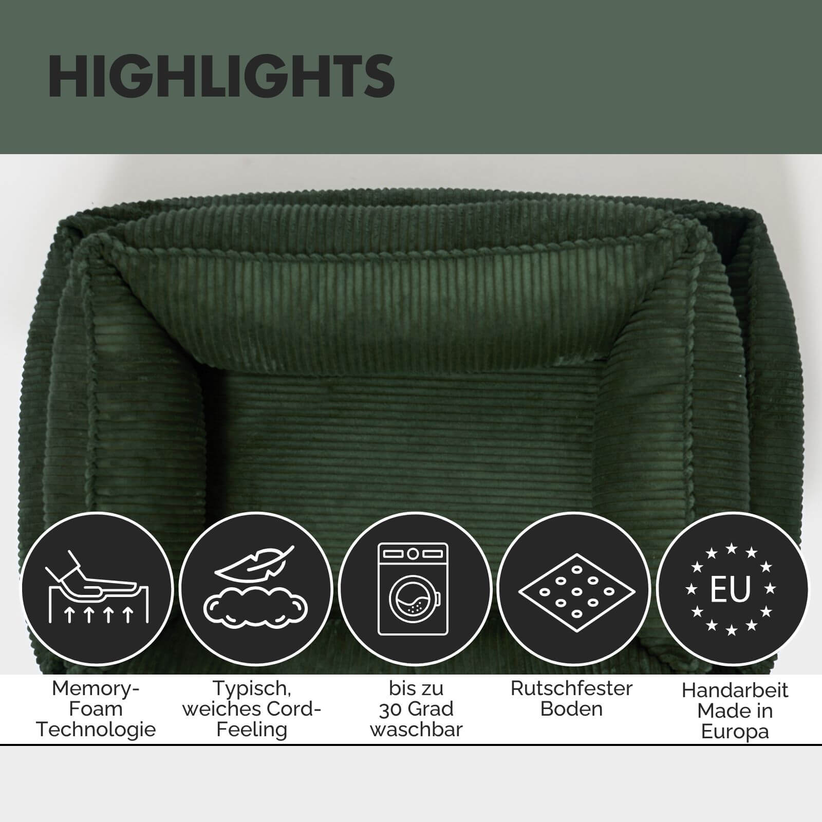 Hundebett ANTON Cord Olive