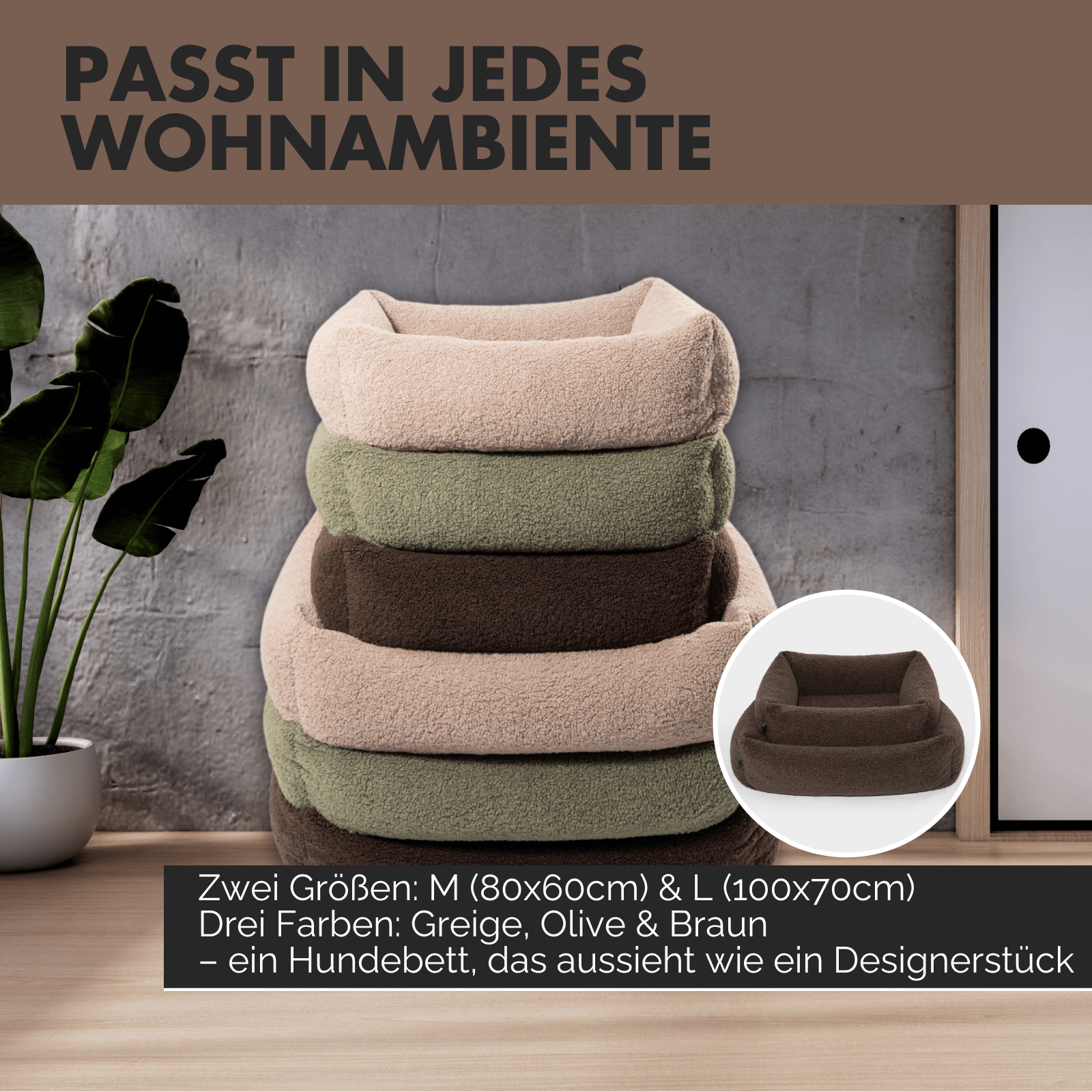 Hundebett SVEN Teddy Braun