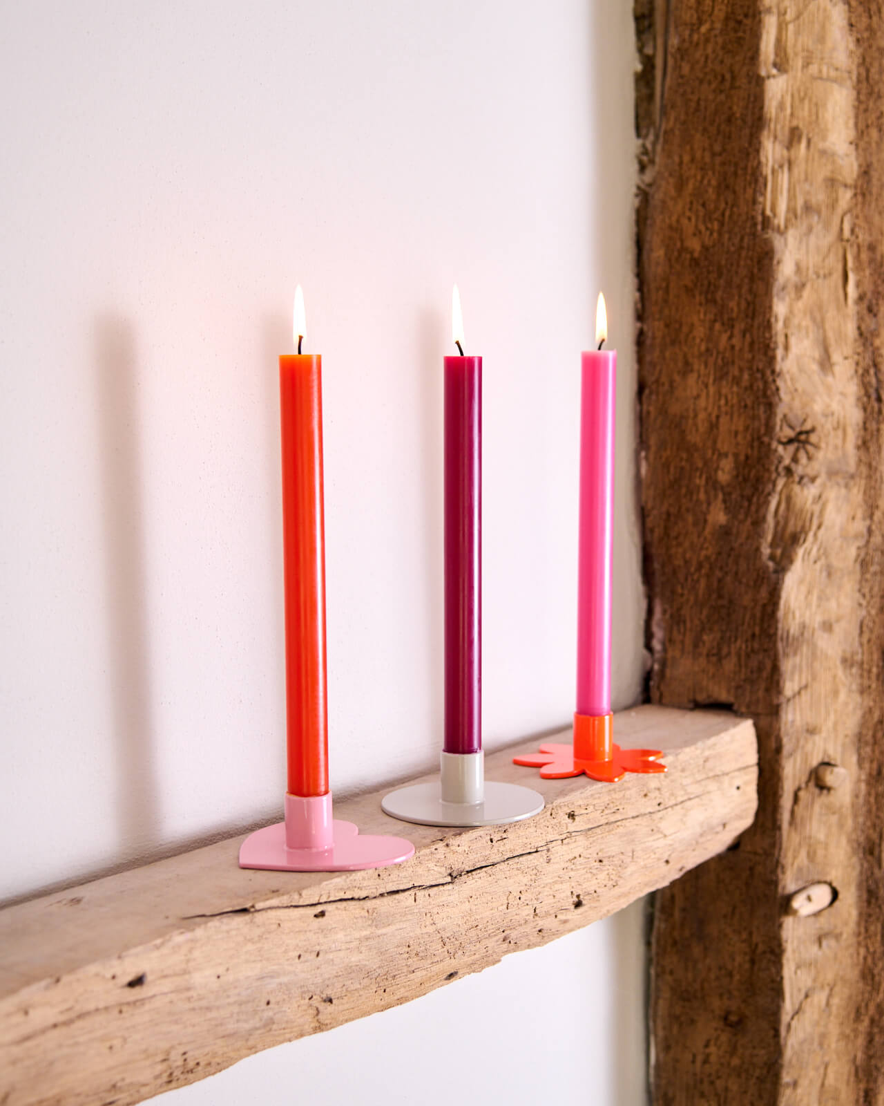 Kerzenständer | Kerzenhalter für Stabkerzen BLUME Orange + Kerze