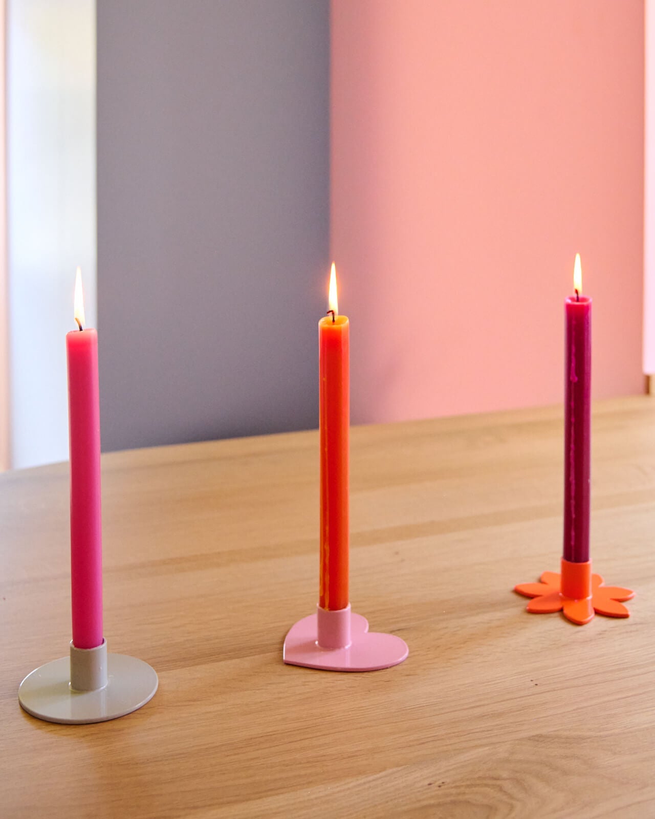 Kerzenständer | Kerzenhalter für Stabkerzen BLUME Orange + Kerze