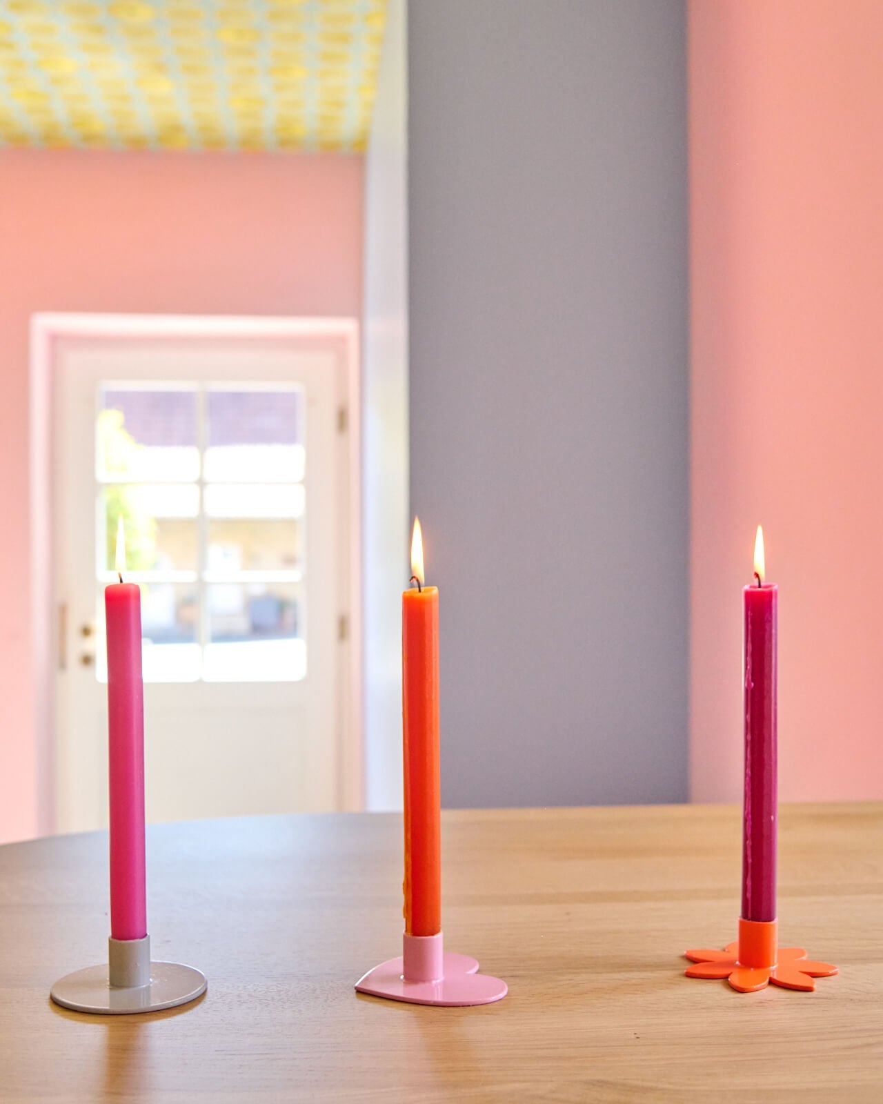 Kerzenständer | Kerzenhalter für Stabkerzen ORBI Grau + Kerze