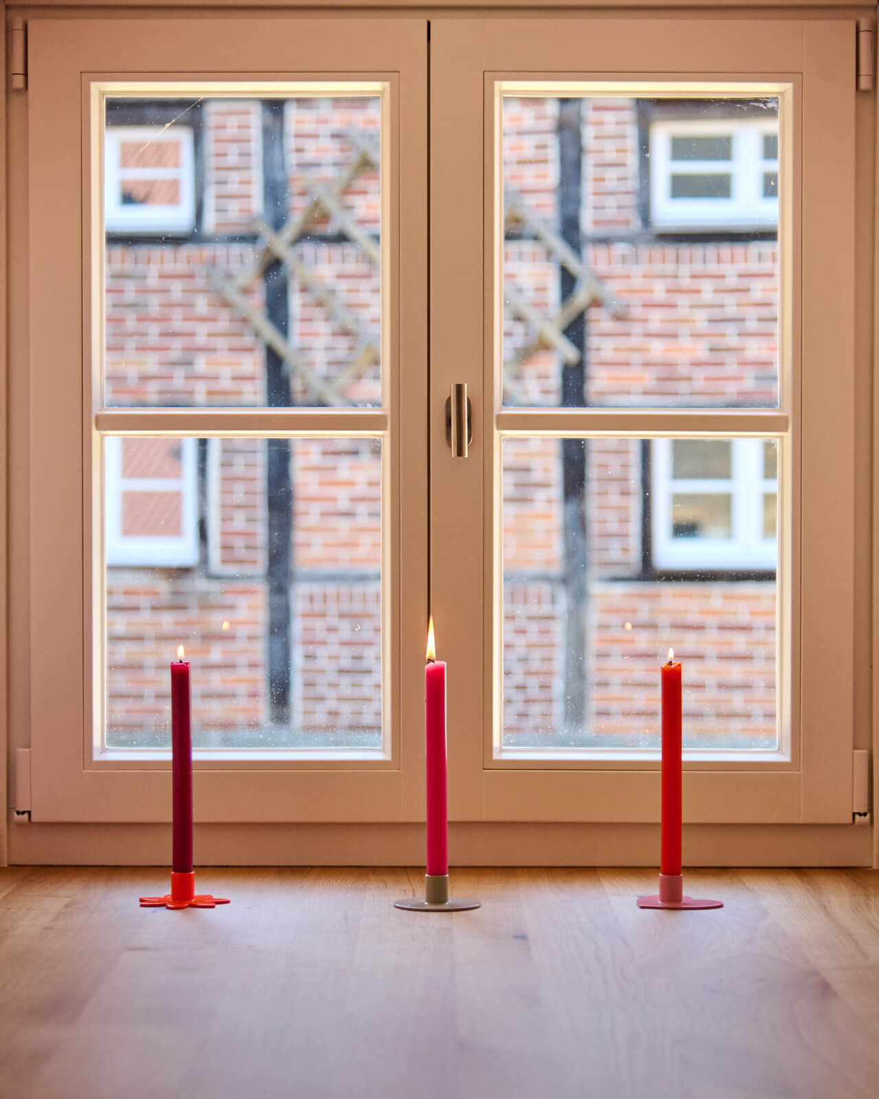 Kerzenständer | Kerzenhalter für Stabkerzen BLUME Orange + Kerze