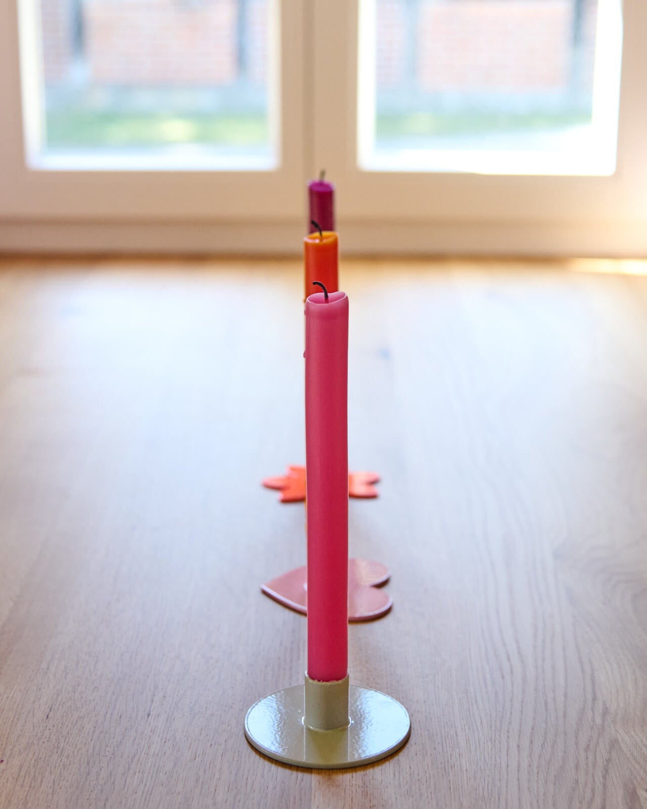 Kerzenständer | Kerzenhalter für Stabkerzen BLUME Orange + Kerze