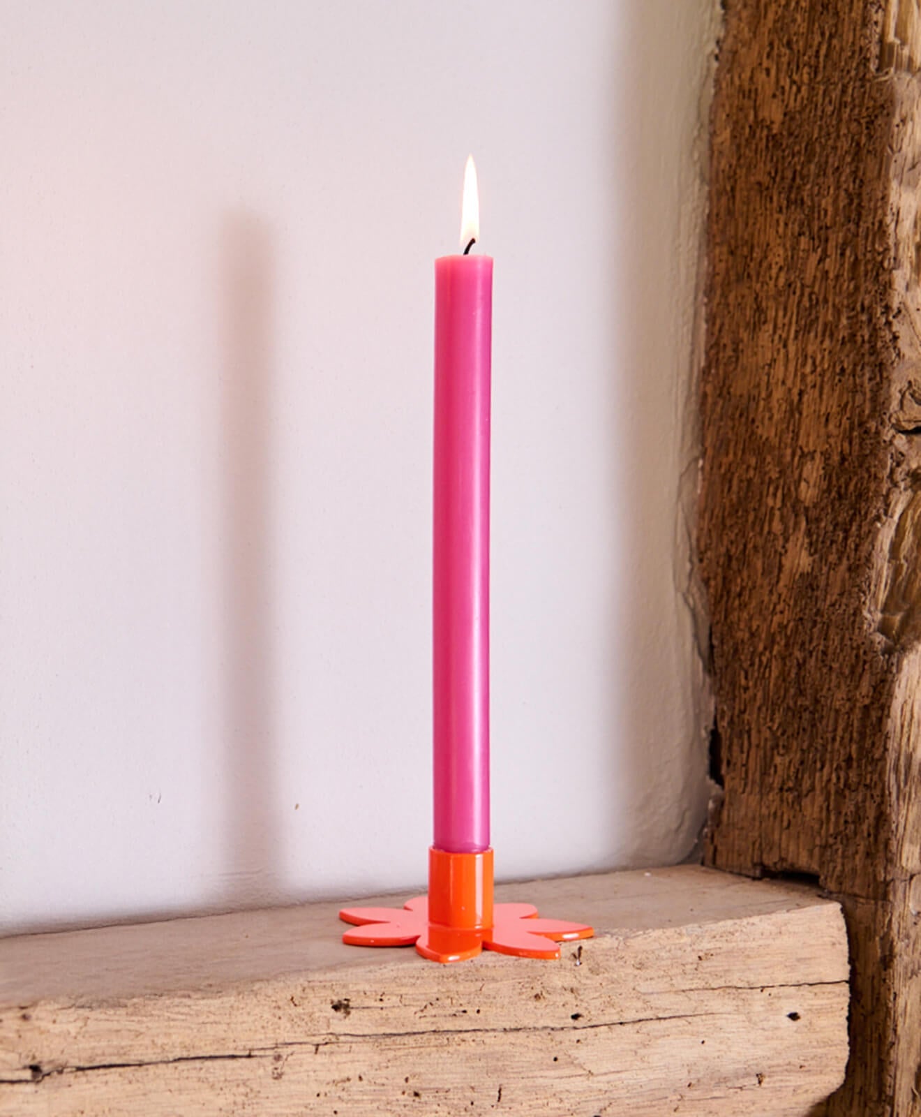 Kerzenständer | Kerzenhalter für Stabkerzen BLUME Orange + Kerze